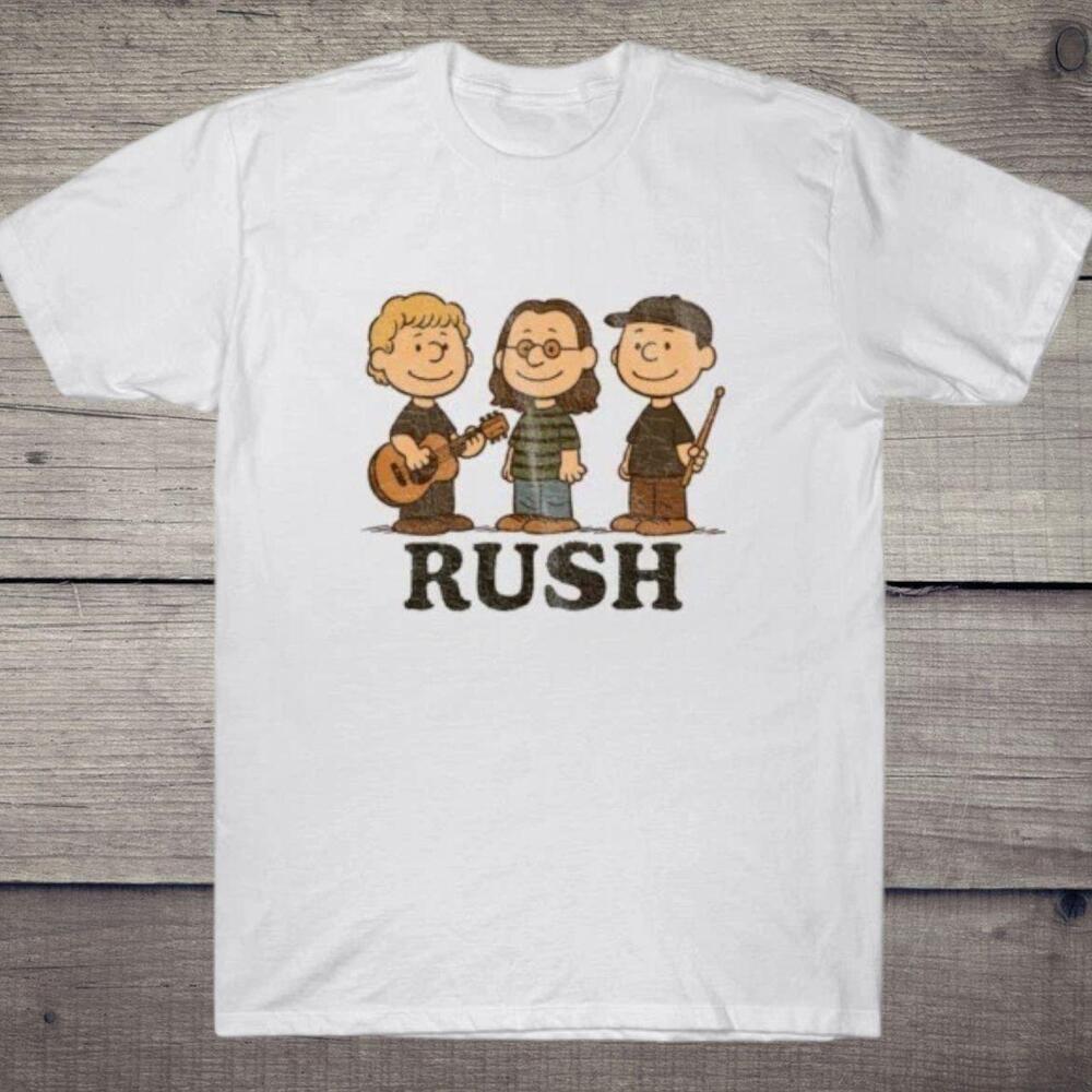 Rush Band Peanuts Style Cartoon Graphic T-Shirt